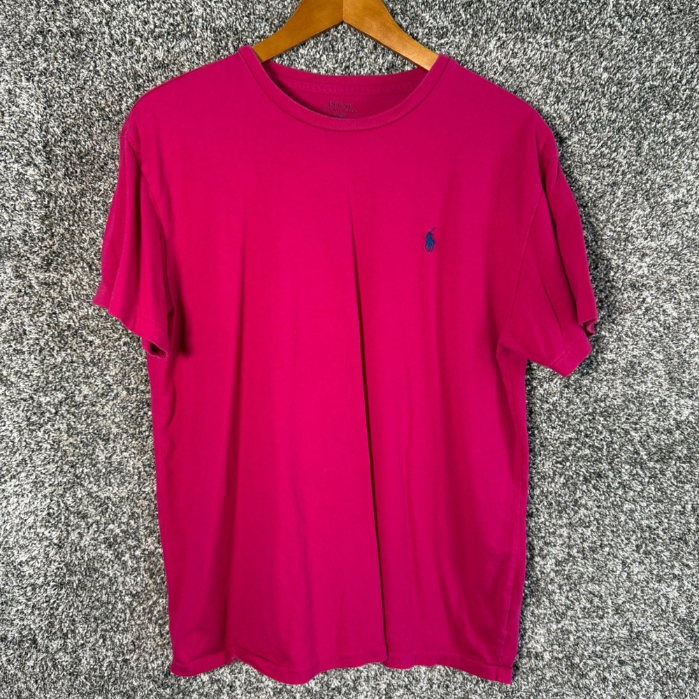 Polo Ralph Lauren Mens Magenta Pink Short Sleeve Cotton Pony Logo T-Shirt M